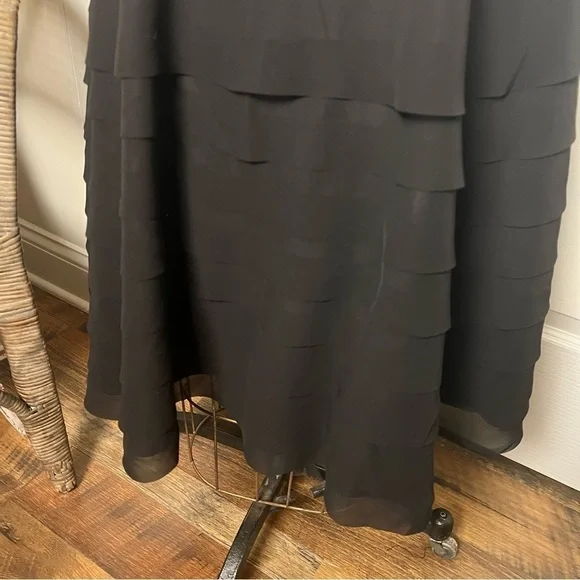 White House Black Market black cocktail dress, sleeveless, layers of ruffles - Picture 2 of 7